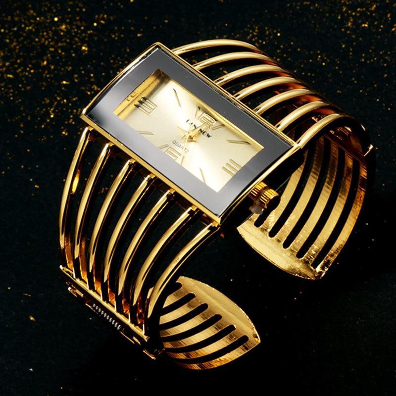 Montre Bracelet Bangle Femme en Or Rose Élégante