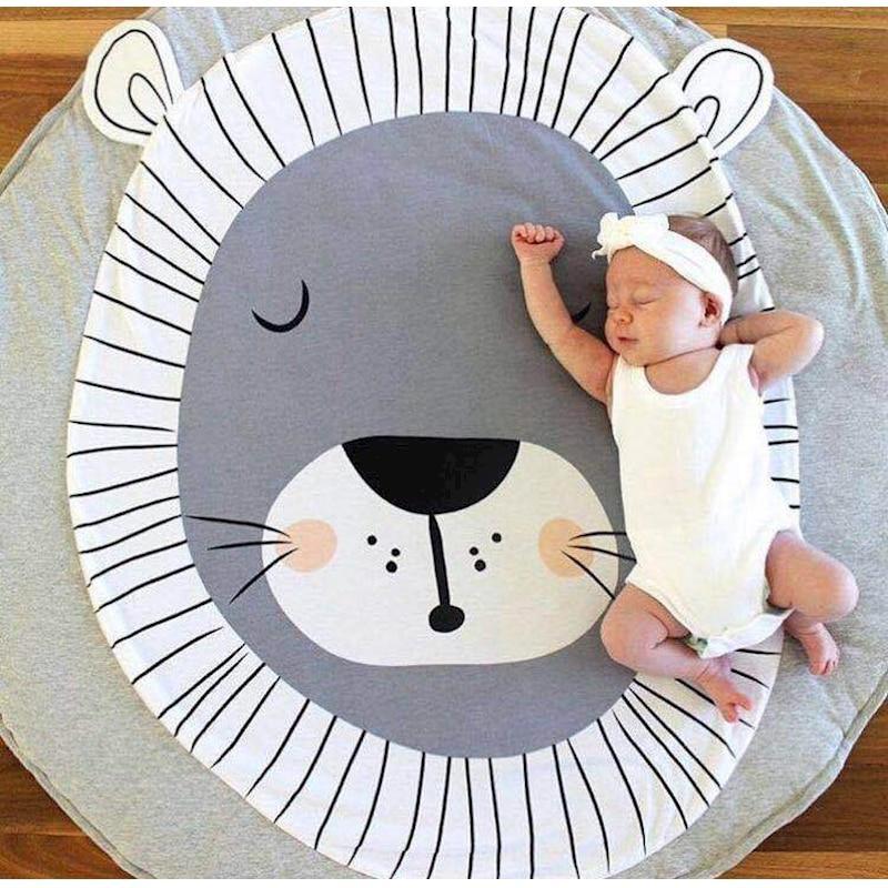 Alfombra de Juego de Algodón Premium para Bebés - Alfombra Redonda Suave para Niños