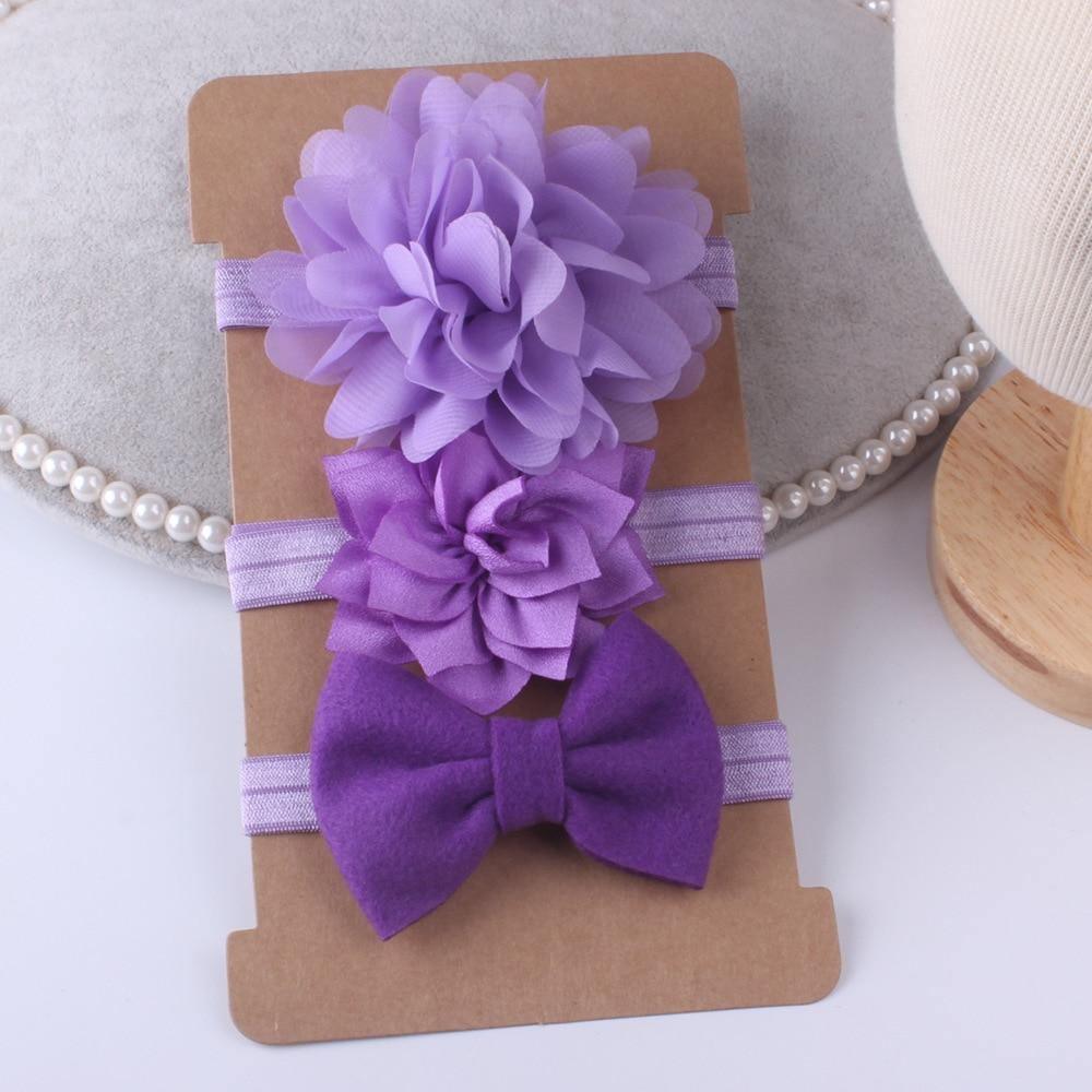Chiffon Flower Headband Bow Set for Baby Girls