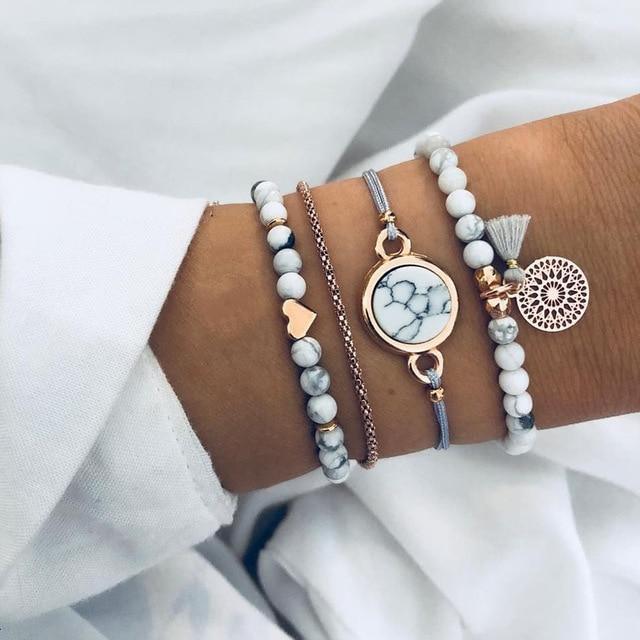 Luxury Gold Crystal Circle Arrow Bracelet Set for Women