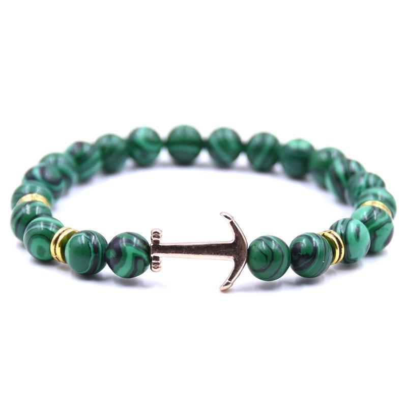 Bracelet en Pierre Naturelle au Design Ancre Élégant pour Hommes et Femmes