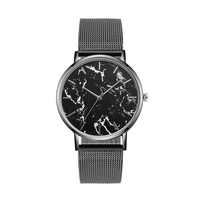 Montre de poignet pour femmes en marbre rose doré de luxe