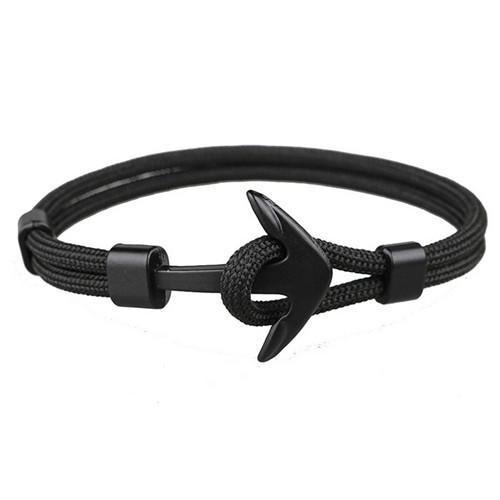 Pulsera de Paracord con Ancla Negra Elegante para Hombres
