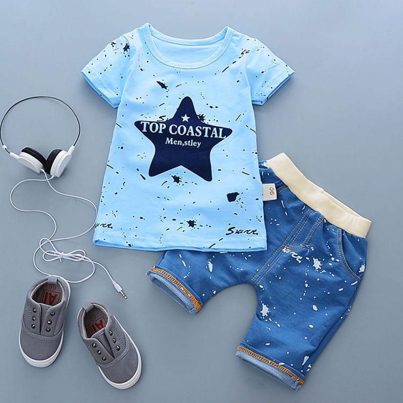 Ensemble T-Shirt en Coton Cartoon et Shorts pour Garçons Bébés