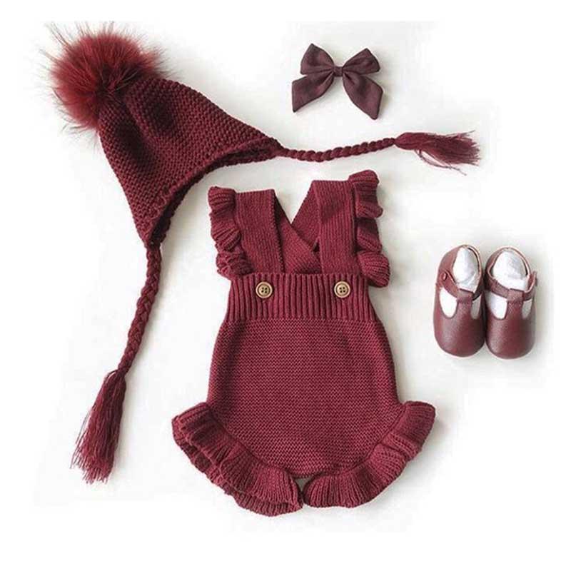 Combinaison Tricotée de Style Rétro pour Fille Bébé