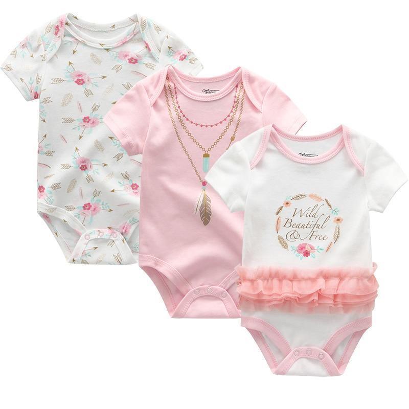 3-Piece Modern Baby Bodysuit Set - Unisex Unicorn Design