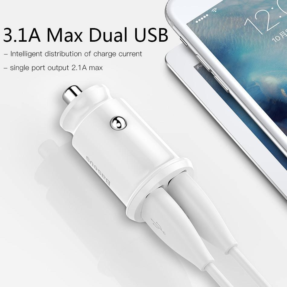 Chargeur de voiture USB noir double 3.1A - Adaptateur de charge rapide