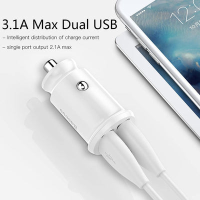 Dual Black USB Car Charger 3.1A - Fast Charging Adapter