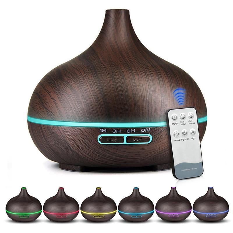 Humidificador de Aire Aroma de 550ml y Difusor de Aceites Esenciales - Grano de Madera