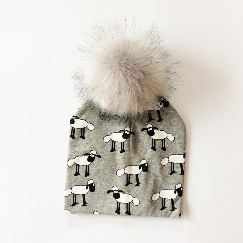 Luxury Cartoon Print Cotton Beanie Hat for Kids