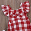 Ensemble de Combinaison à Volants à Carreaux pour Filles Bébés