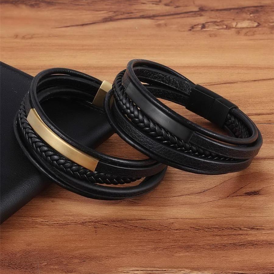 Classic Genuine Leather Multilayer Bracelet for Men