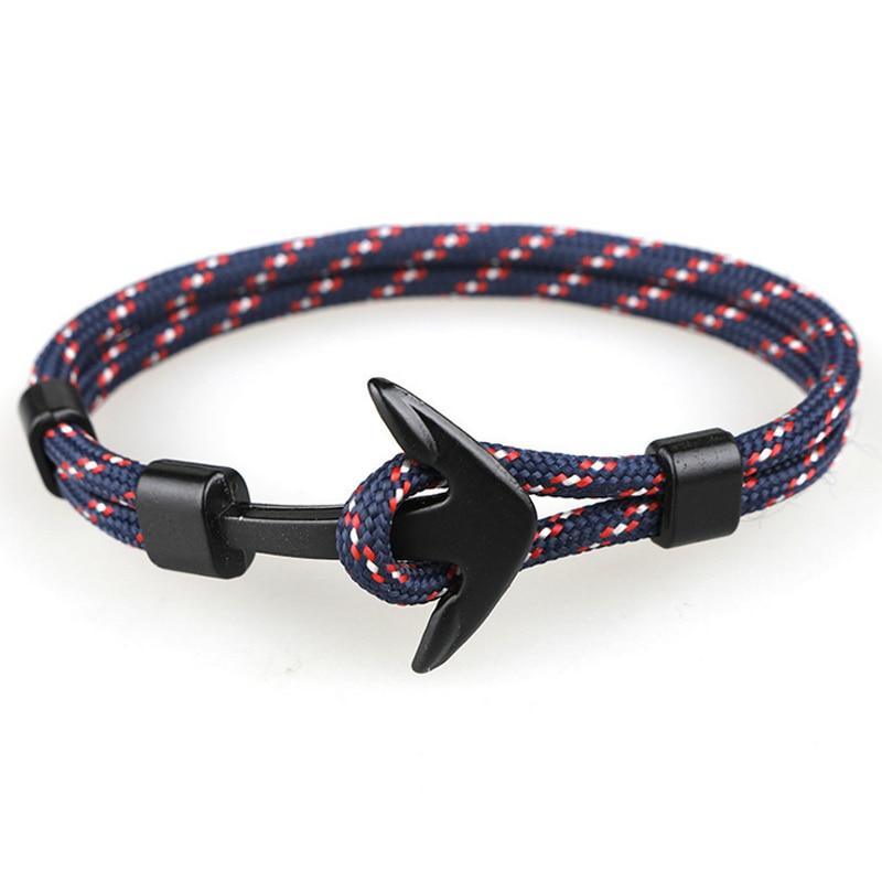 Pulsera de Paracord con Ancla Negra Elegante para Hombres