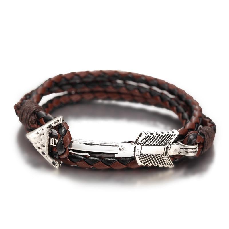 Multilayer Charm Leather Vintage Bronze Arrow Bracelet