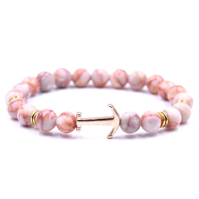 Bracelet en Pierre Naturelle au Design Ancre Élégant pour Hommes et Femmes