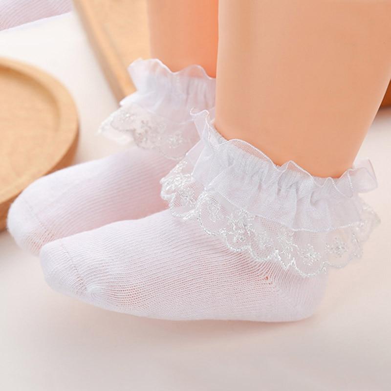 Calcetines para Niña con Lazos de Encaje y Flores