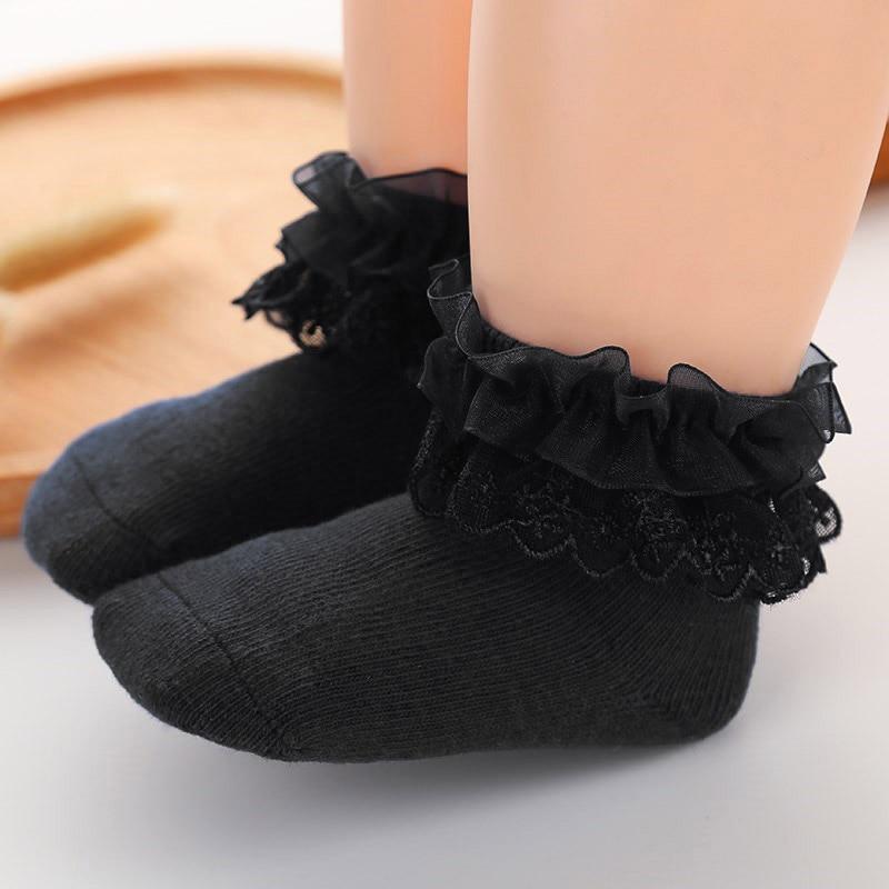 Calcetines para Niña con Lazos de Encaje y Flores