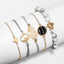 Elegant Pineapple Heart Map Stone Gem Bangles Set for Women
