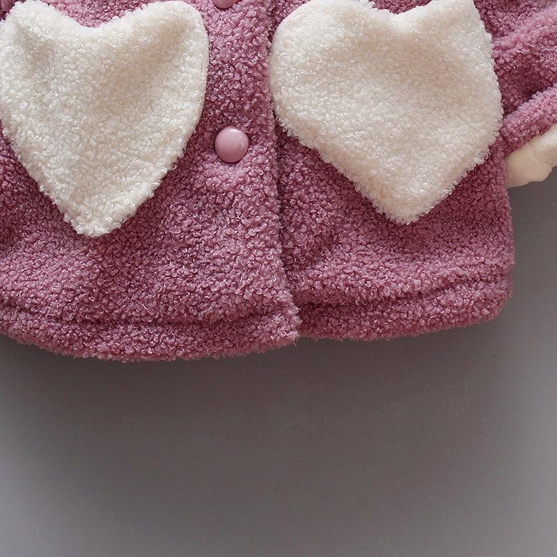 Cozy Velvet Winter Coats for Baby Girls - Heart Print Hoodies - Korvel