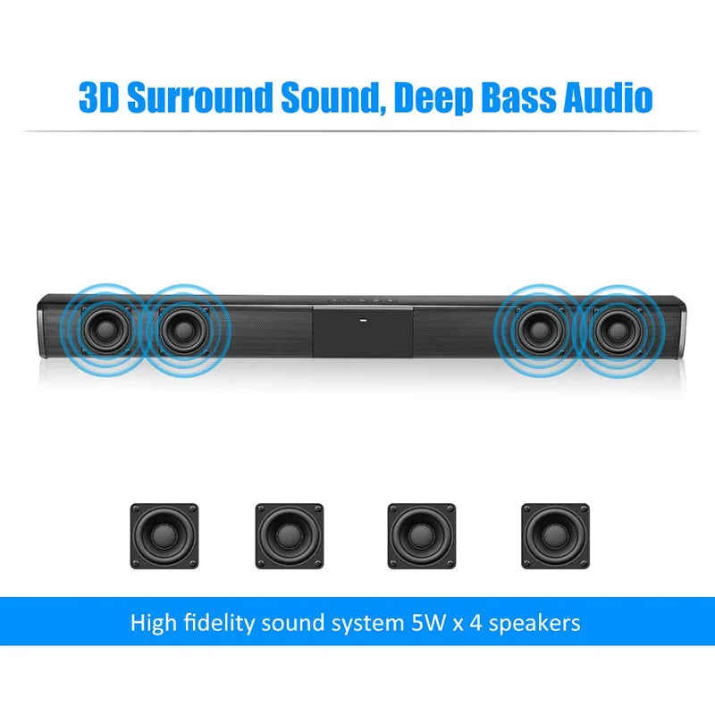 Barre de son Bluetooth 20W pour home cinéma et PC