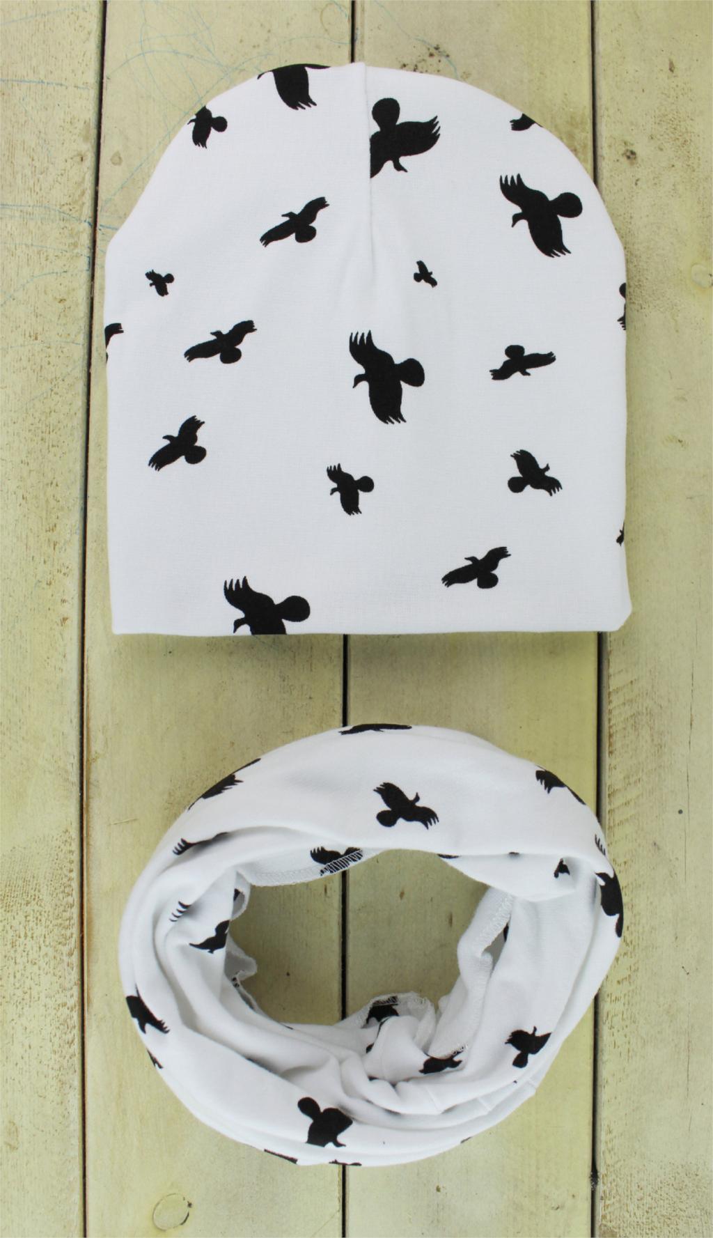 Modern Cartoon Sheep Cotton Hat & Scarf Set for Kids