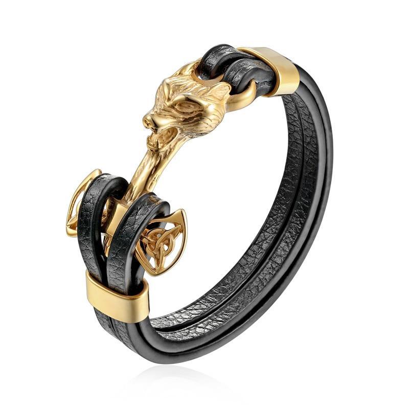 Pulsera de Ancla de Cuero Genuino con Charm de Acero Inoxidable