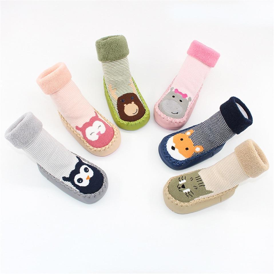 Baby Warm Stretchy Booties with Rubber Soles for Newborns