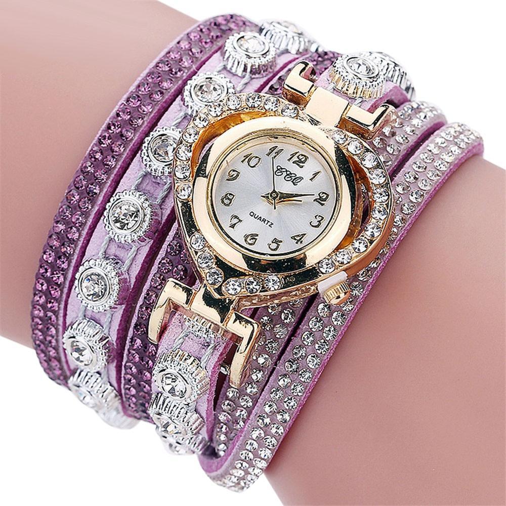 Montre Quartz Bracelet Vintage en Cristal Rhinestone de Luxe