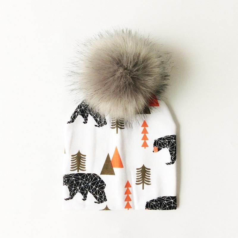 Luxury Cartoon Print Cotton Beanie Hat for Kids