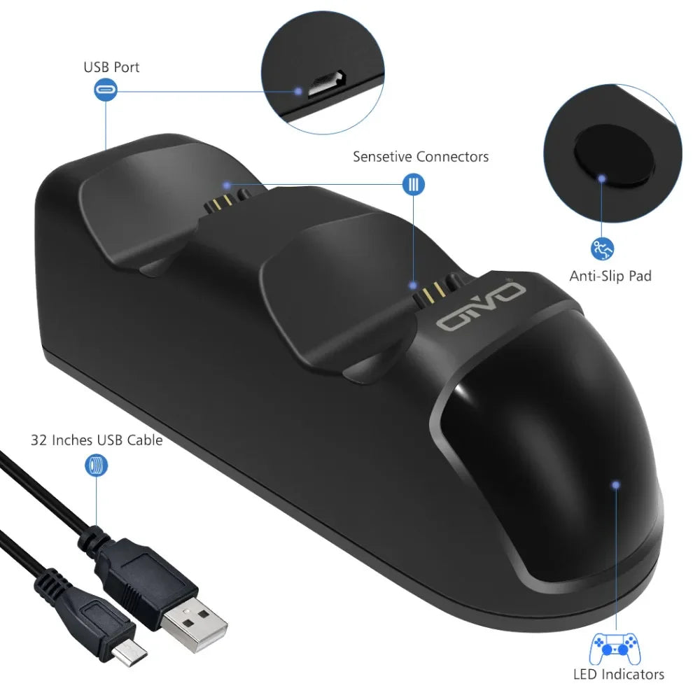 OIVO Fast PS4 Controller Charging Dock Station Dual Charger Stand with Status Display Screen for Play Station 4/PS4 Slim/PS4 Pro - Korvel