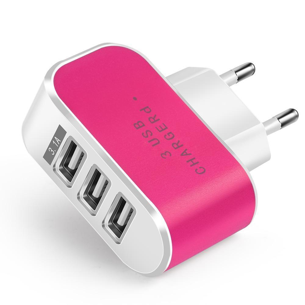 Triple USB Wall Charger - 5V 2A Power Adapter for Fast Charging Devices - Korvel