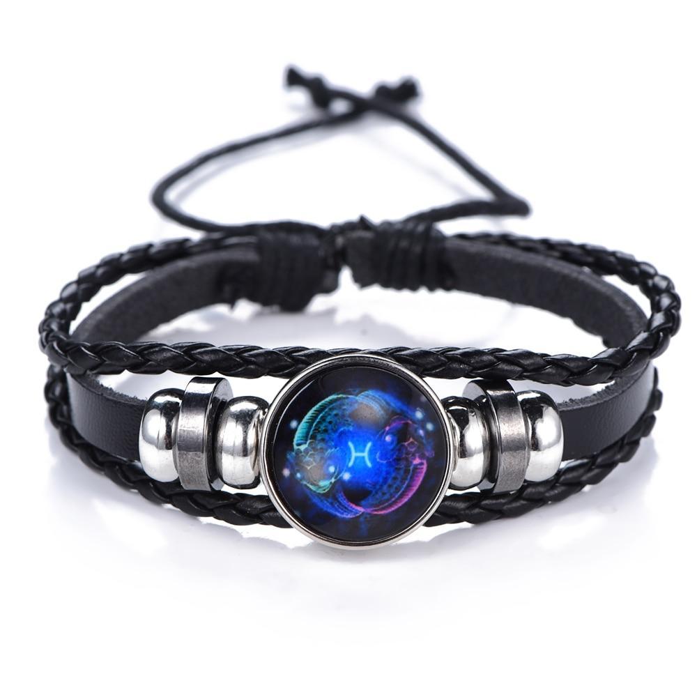 Elegant Zodiac Constellation Leather Bracelet for All
