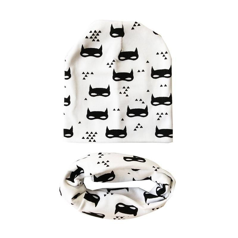 Modern Cartoon Sheep Cotton Hat & Scarf Set for Kids
