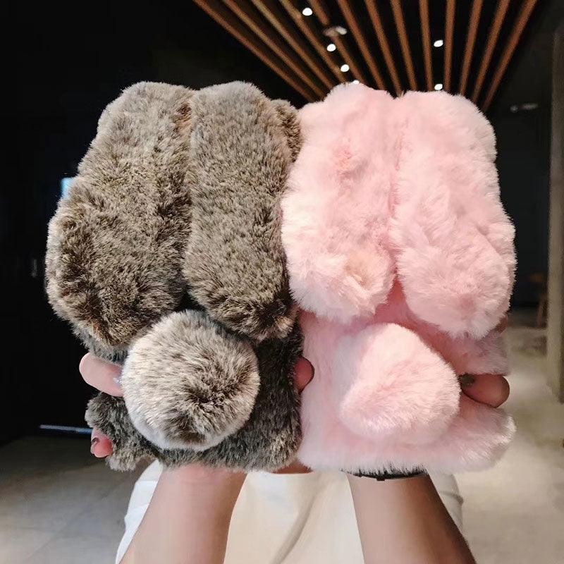 Funda de Peluche Linda y Esponjosa para iPhone - Diseño de Orejas de Conejo