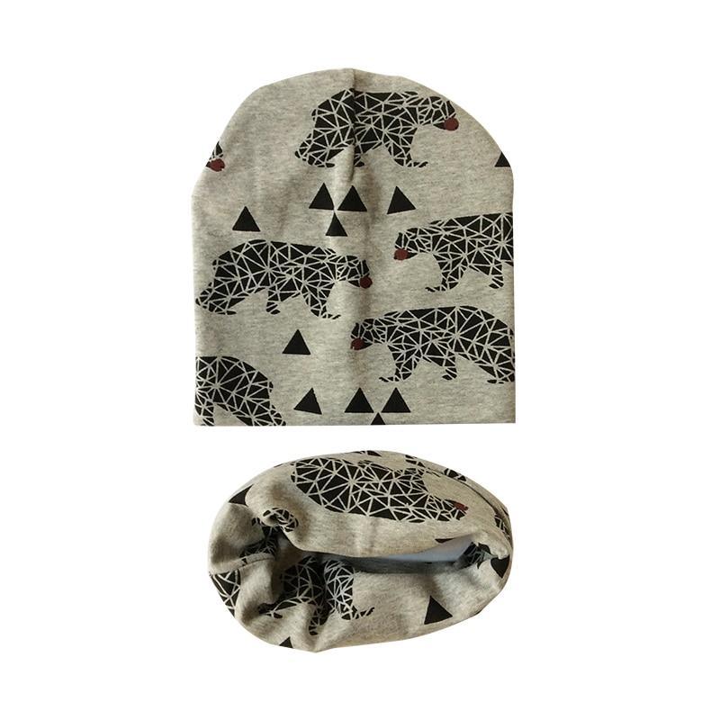 Modern Cartoon Sheep Cotton Hat & Scarf Set for Kids