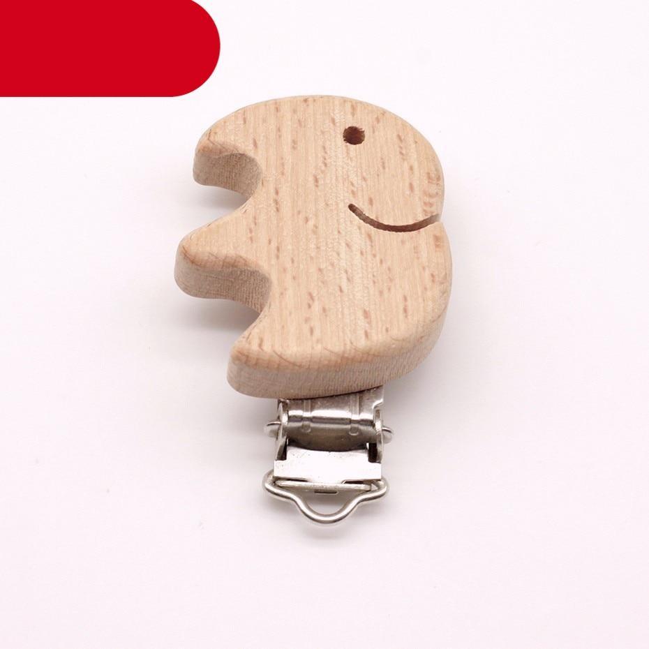 Premium Beech Wood Pacifier Clip - Cute Elephant & Heart Design