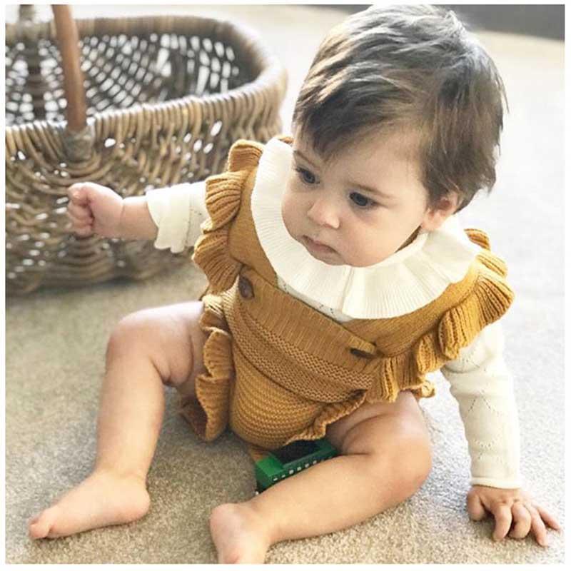 Combinaison Tricotée de Style Rétro pour Fille Bébé