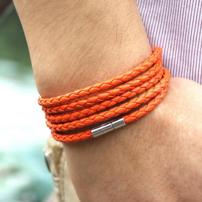 Trendy Black Retro Wrap Leather Bracelet for Men