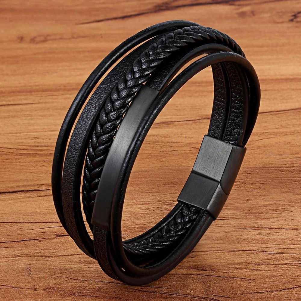 Classic Genuine Leather Multilayer Bracelet for Men