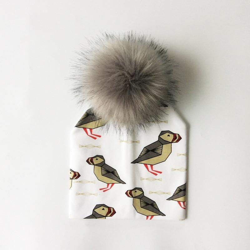 Luxury Cartoon Print Cotton Beanie Hat for Kids