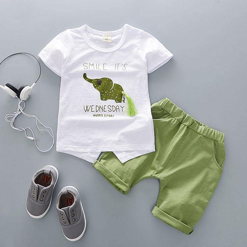 Ensemble T-Shirt en Coton Cartoon et Shorts pour Garçons Bébés