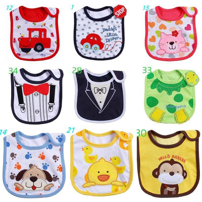 Cartoon Cotton Baby Bib - Waterproof and Comfortable