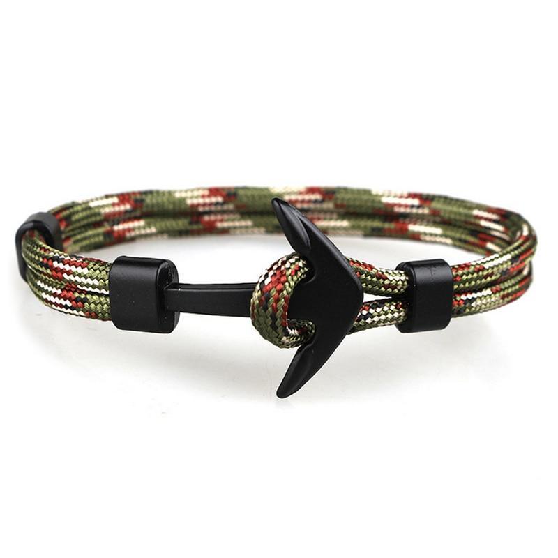 Pulsera de Paracord con Ancla Negra Elegante para Hombres