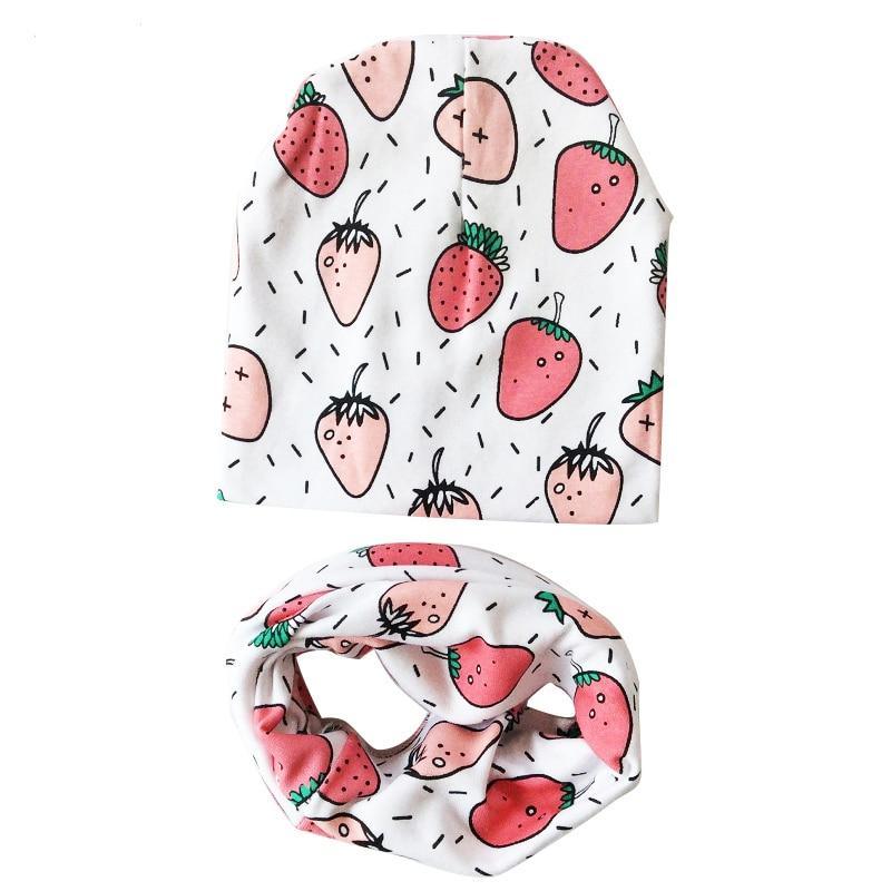 Modern Cartoon Sheep Cotton Hat & Scarf Set for Kids