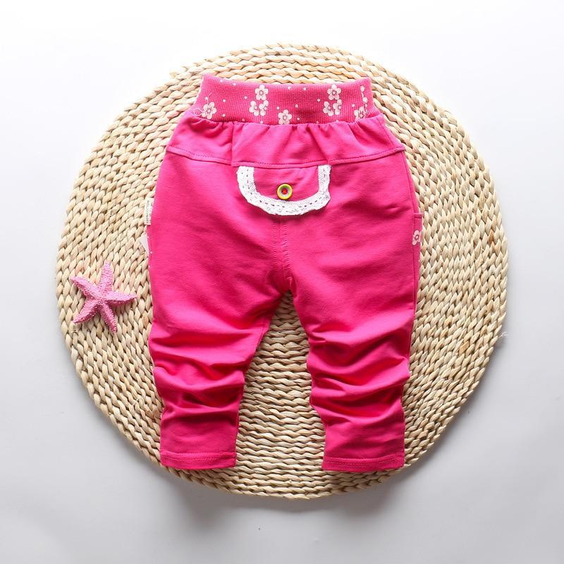 Pantalons pour bébés filles avec broderie de papillon mignon - 100 % coton