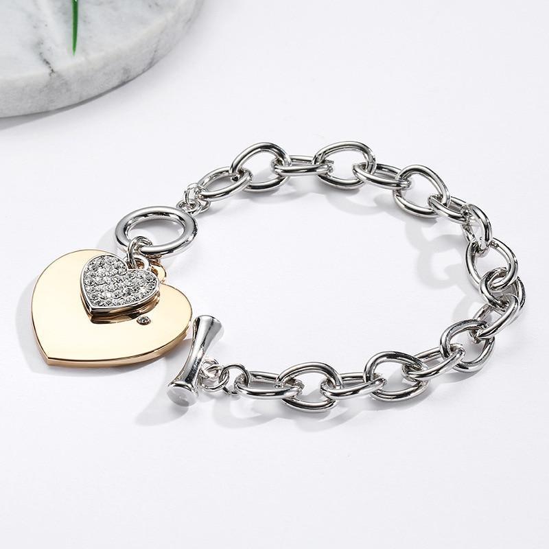 Trendy Gold Heart Charm Bracelet for Women - Stylish Silver Link Chain Jewelry - Korvel
