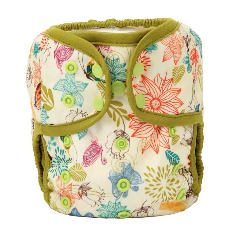 Couche en tissu pour bébé ajustable à taille unique avec double gousset