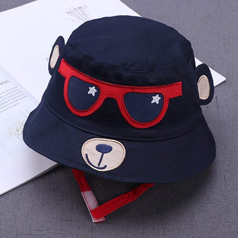 Charming Cotton Bucket Hat for Babies - Cartoon Bear Design
