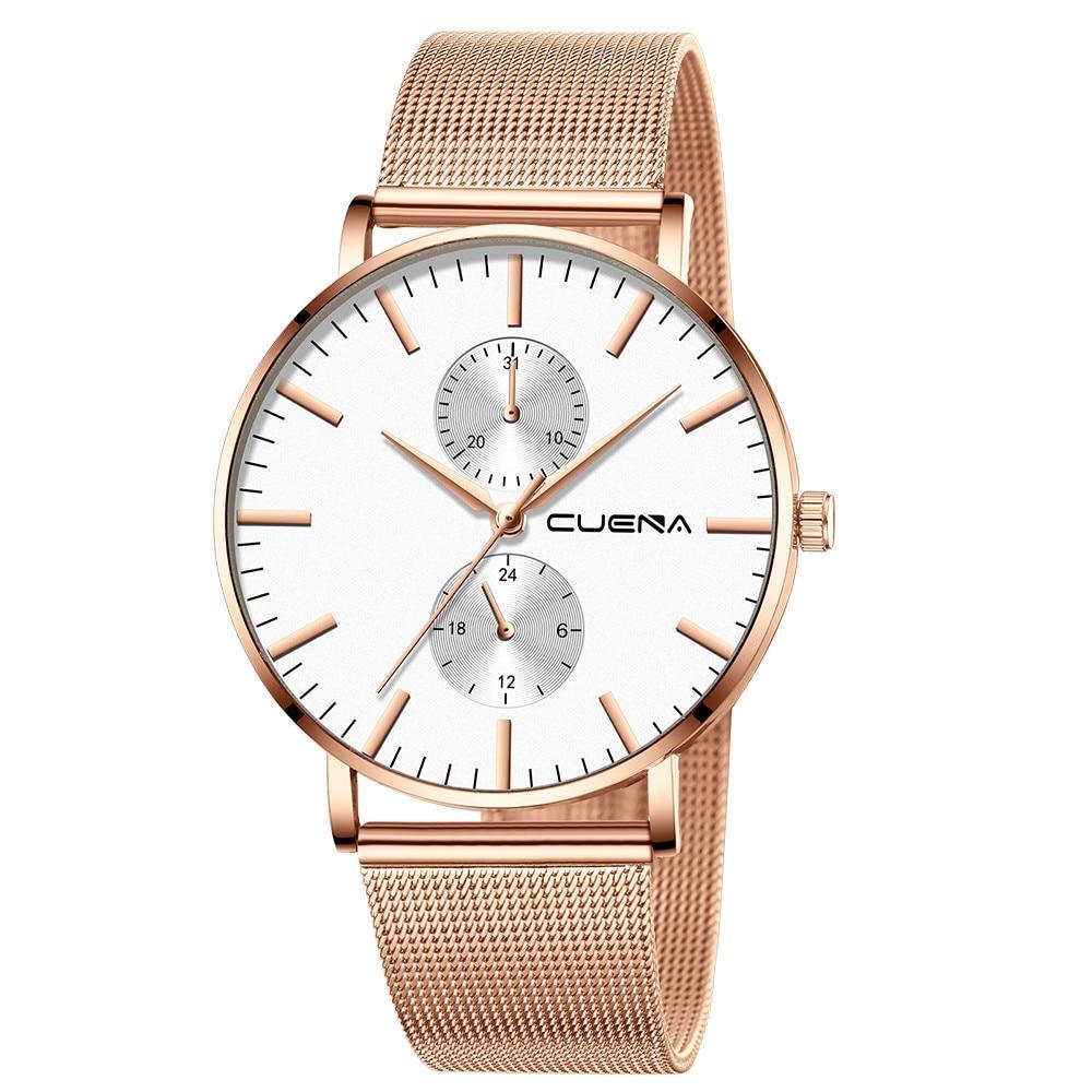 Montre classique décontractée en métal unisexe de luxe