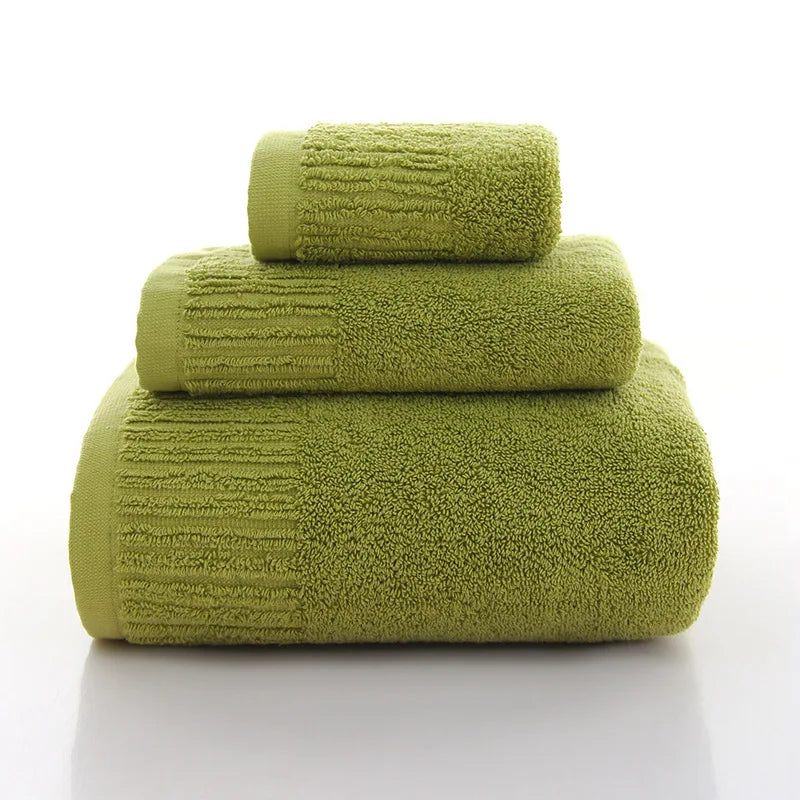 Cotton Thicken bath towel set hand towel face towel and bath towels for adults 10 colors  100% cotton - Korvel